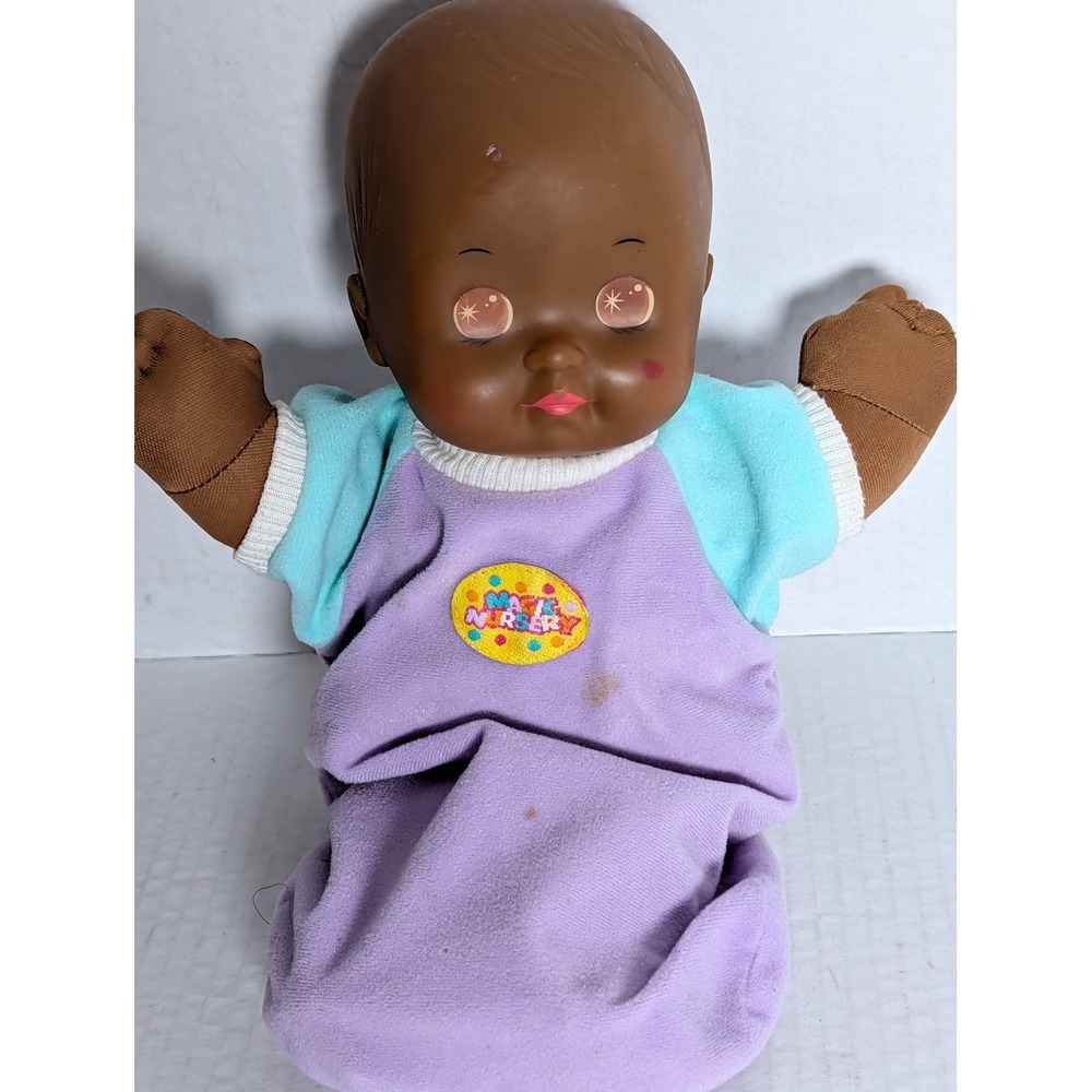 1991 Mattel Magic Nursery Baby Doll African American Soft Body 15" Vintage